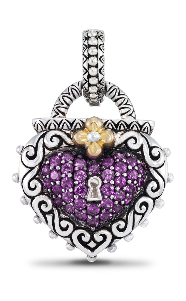 アメジストのチャーム　S-65 Heart Lock Charm – Amethyst– Barbara Bixby