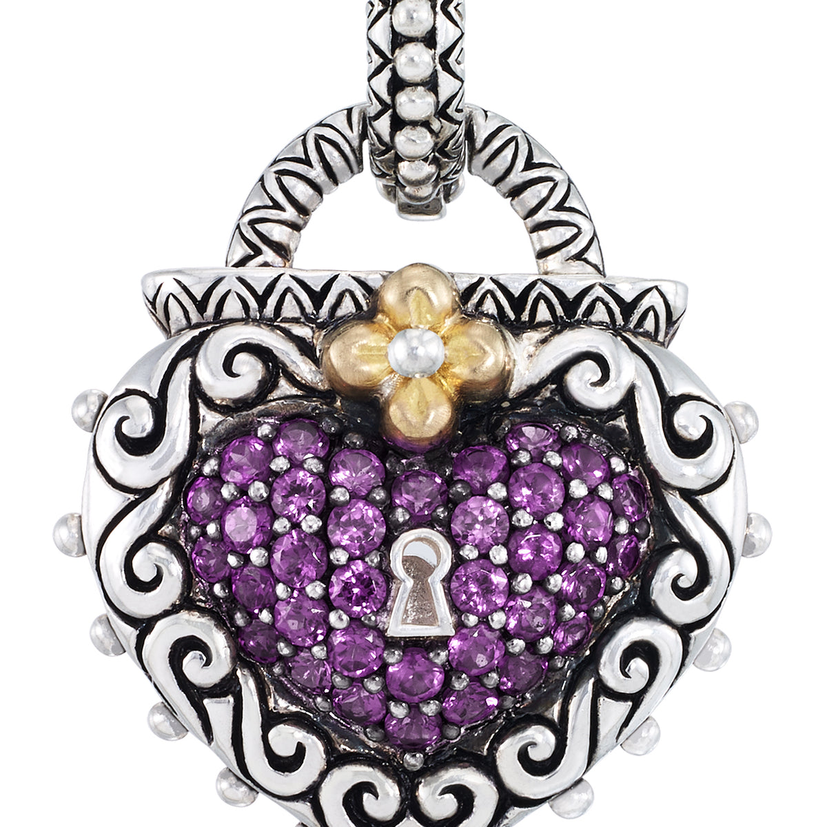 MAYU　ハートチャーム　mini アメジスト Heart Lock Charm – Amethyst– Barbara Bixby