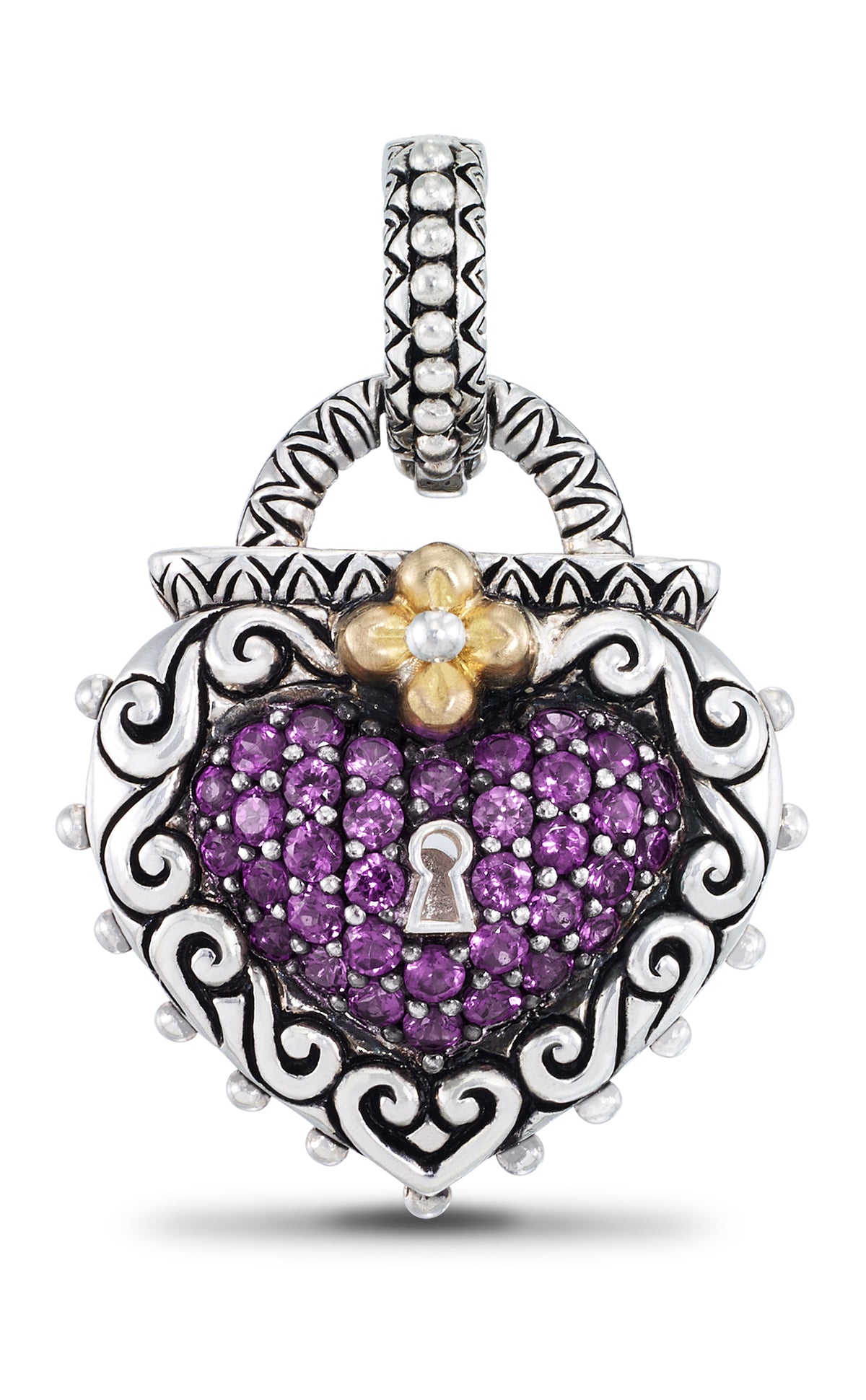 Heart Lock Charm – Amethyst– Barbara Bixby