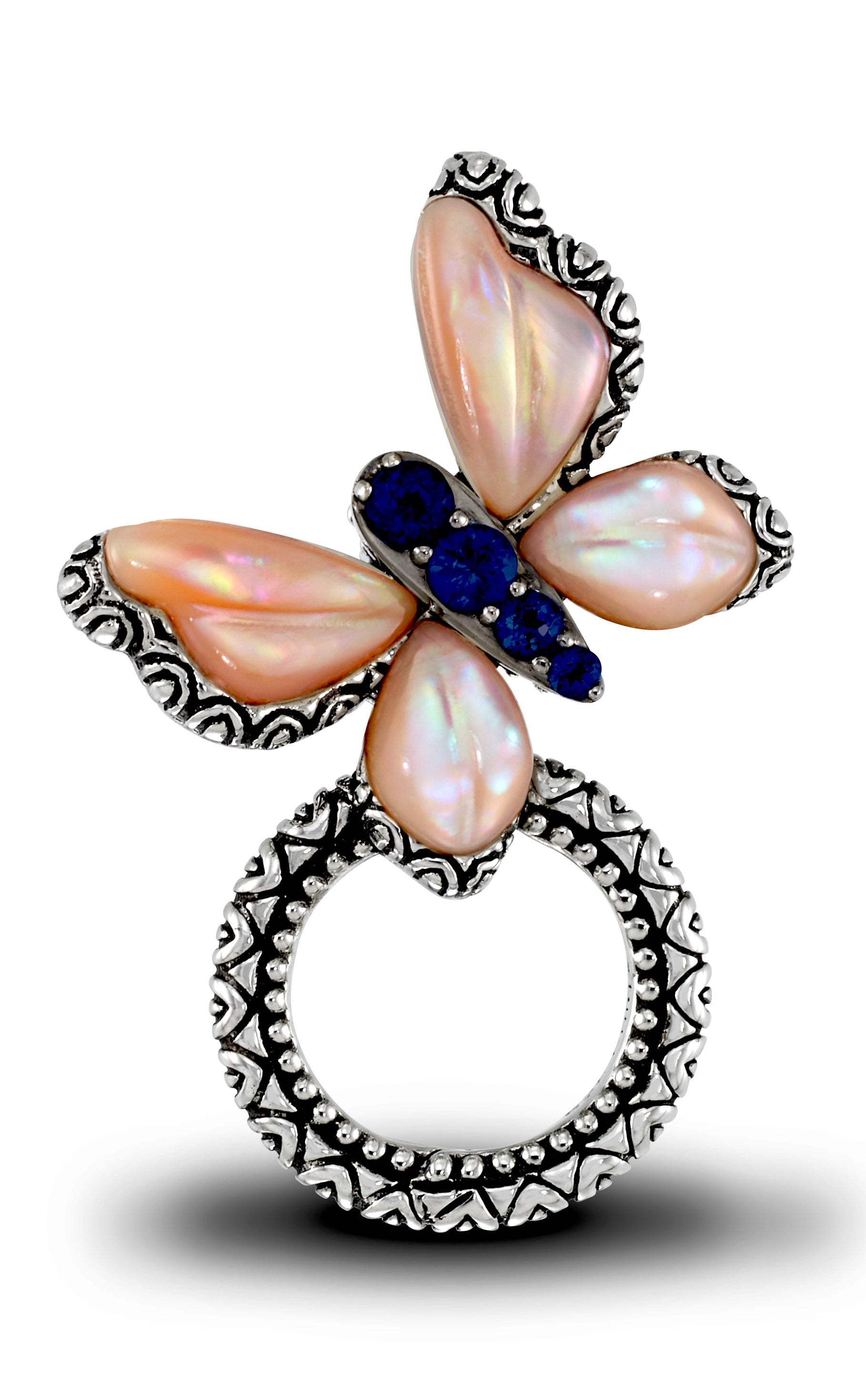 Butterfly Click Charm – Iolite & Pink Mother of Pearl– Barbara Bixby