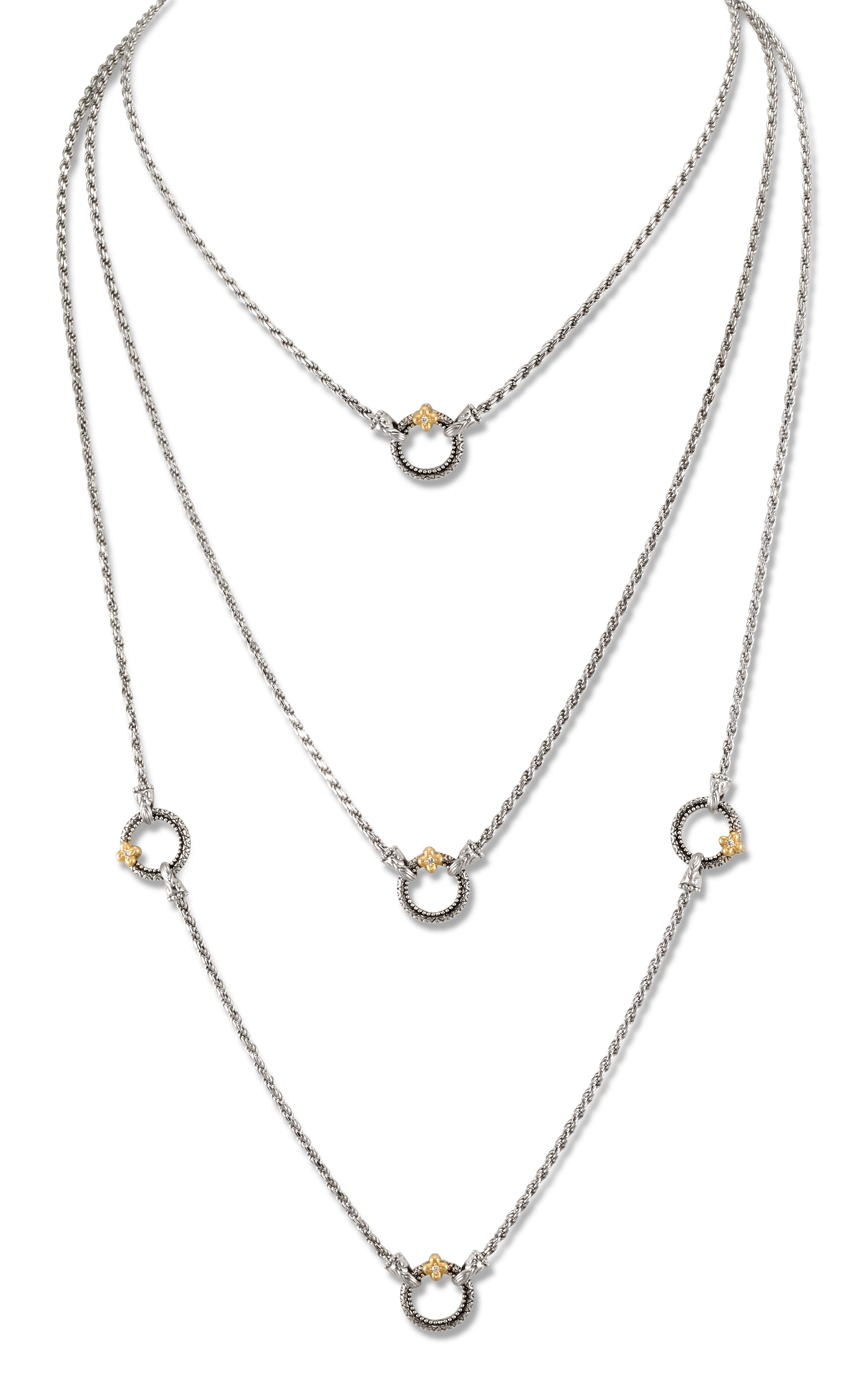 Signature Lotus Layered Chain Necklace – Diamond– Barbara Bixby