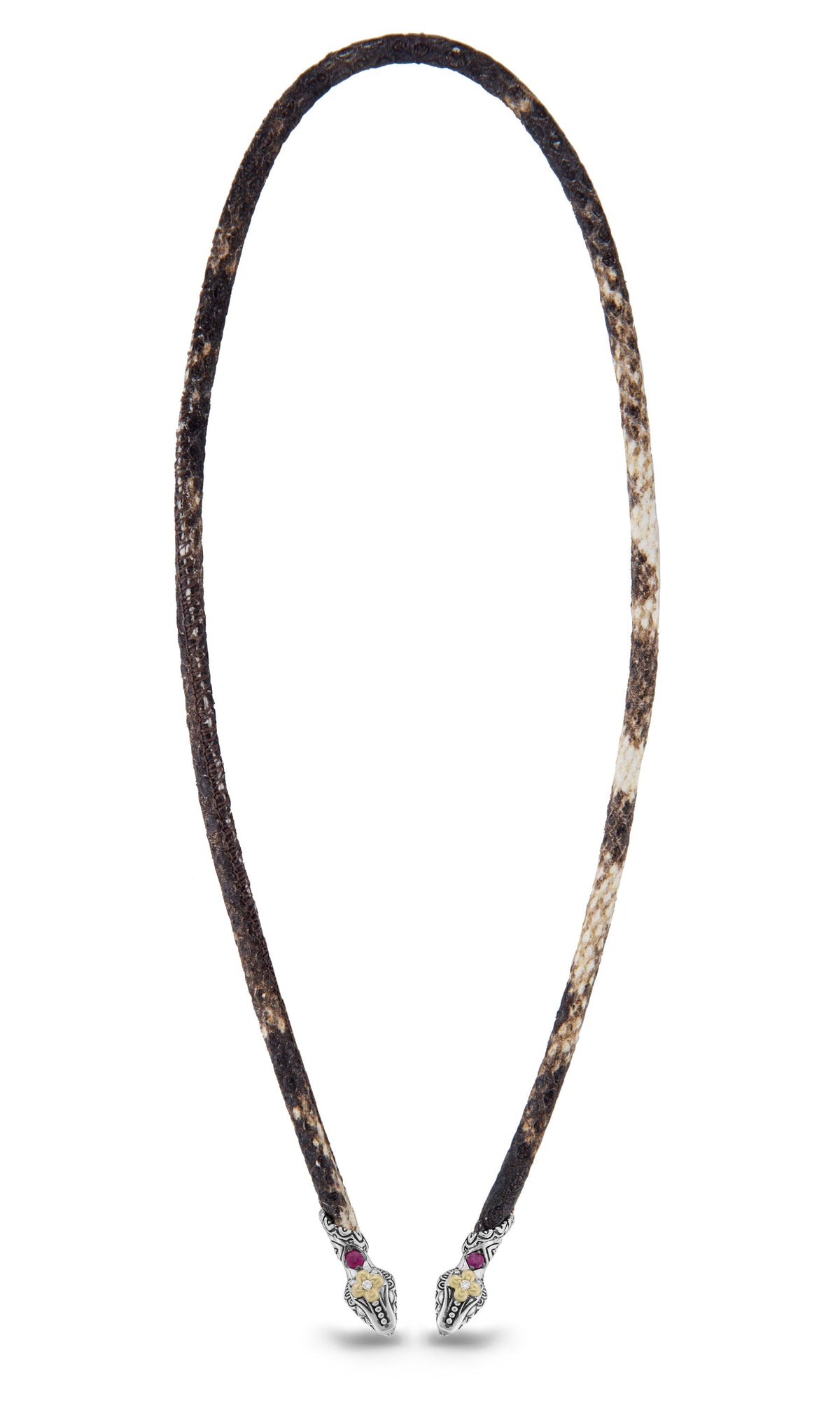 Zen Garden Snake leather Necklace – Diamond & Ruby– Barbara Bixby