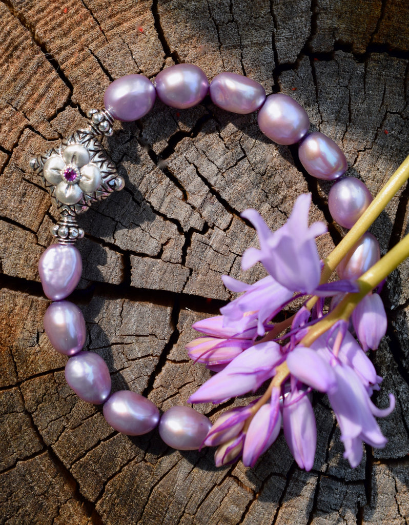 Lavender Pearl Bracelet Pink Garnet Barbara Bixby