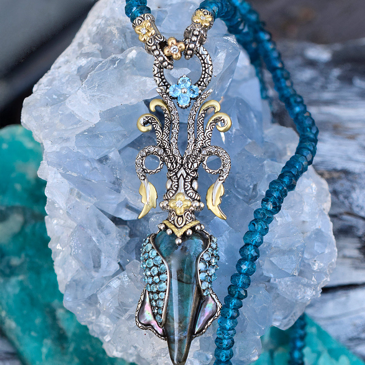 Signature Collection Bead Necklace – Deep Ocean Blue Quartz