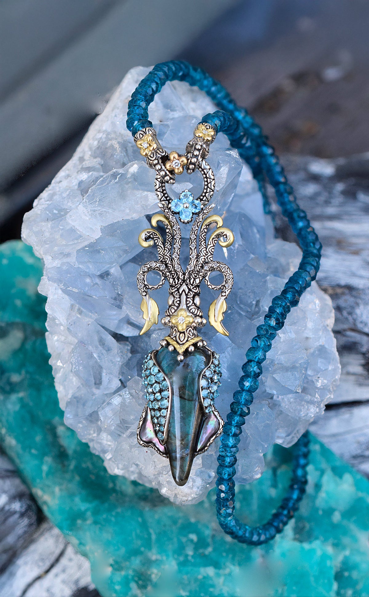 Signature Collection Bead Necklace – Deep Ocean Blue Quartz