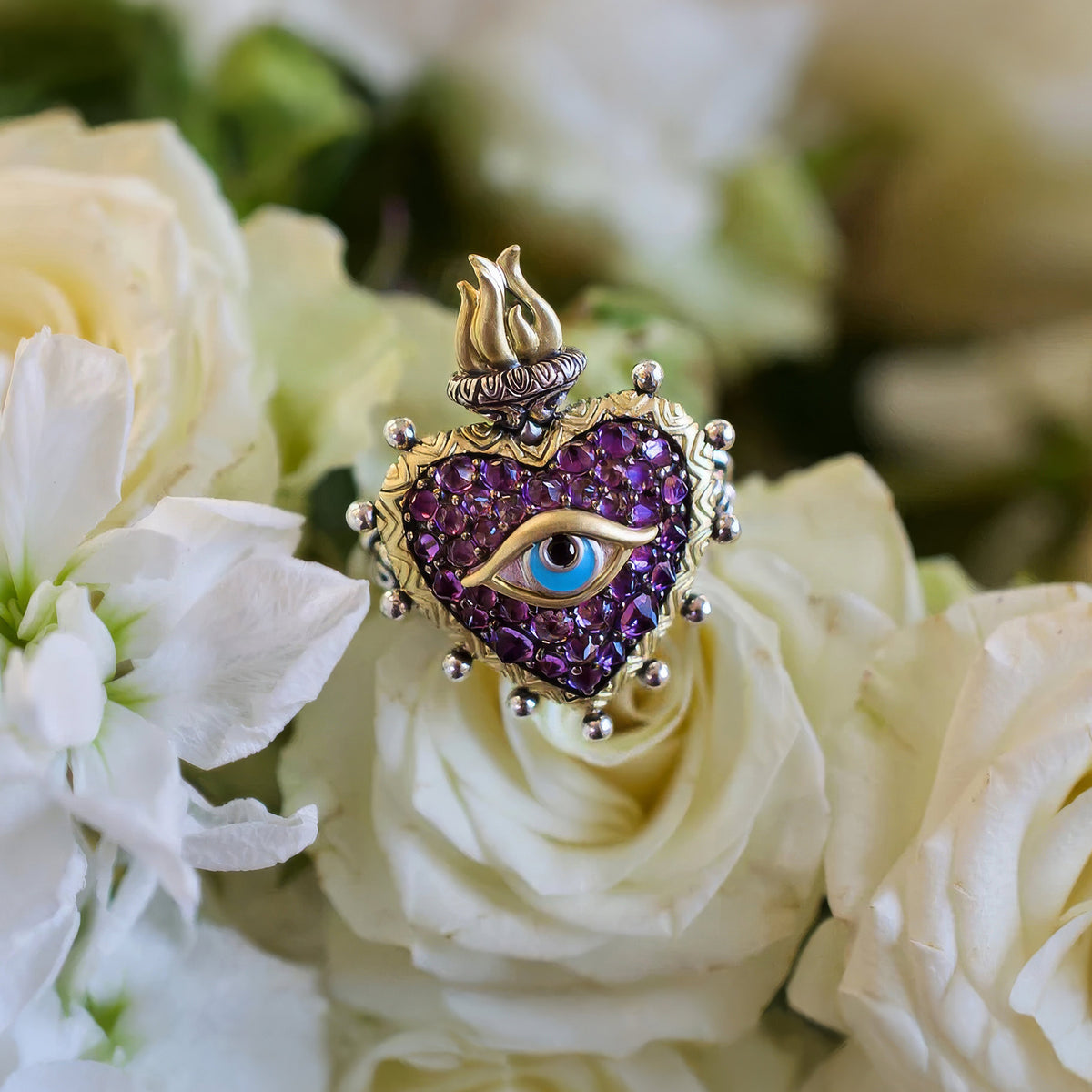 ビジュマム Bijumam 大粒うるうるamethyst　ペンダント Flaming Heart Eye Ring – Amethyst– Barbara Bixby