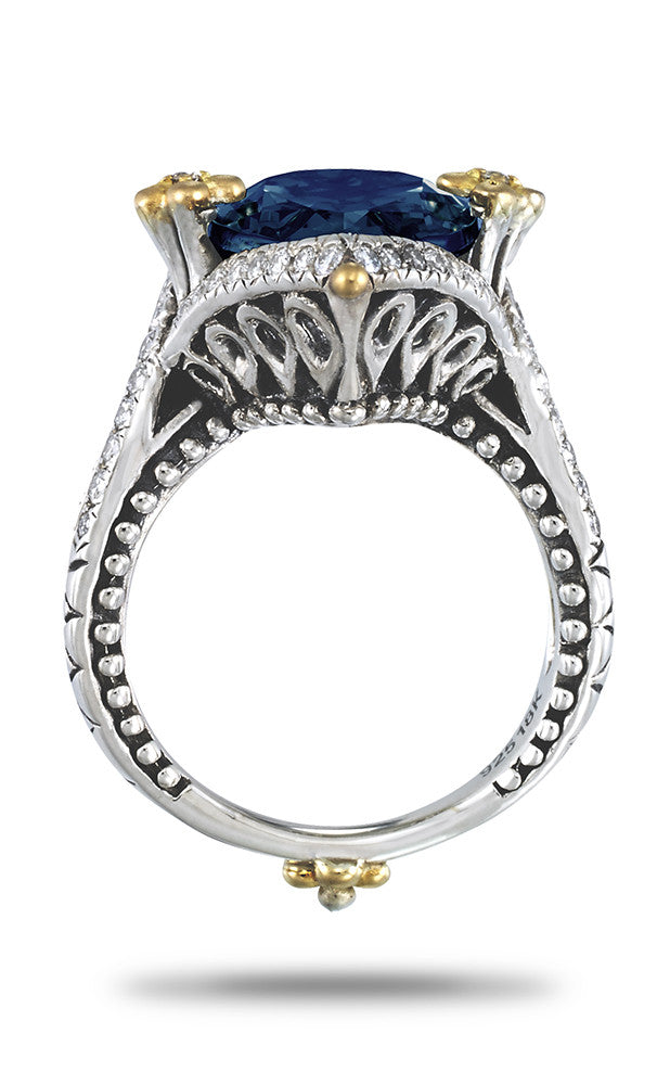 Flower Dance Ring - Diamond & London Blue Topaz – Barbara Bixby