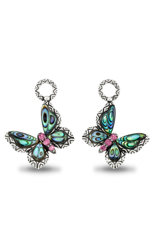 Butterfly Earring Charms Pink Garnet Abalone Barbara Bixby