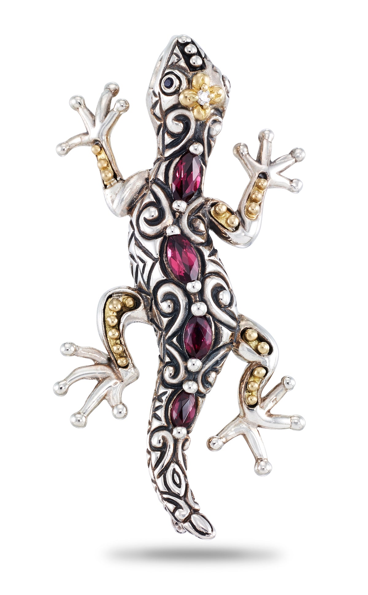 Gecko Station Pendant - Diamond & Pink Garnet– Barbara Bixby