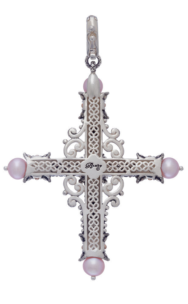 Amazing Grace Cross – Rhodolite & Black Pearls– Barbara Bixby